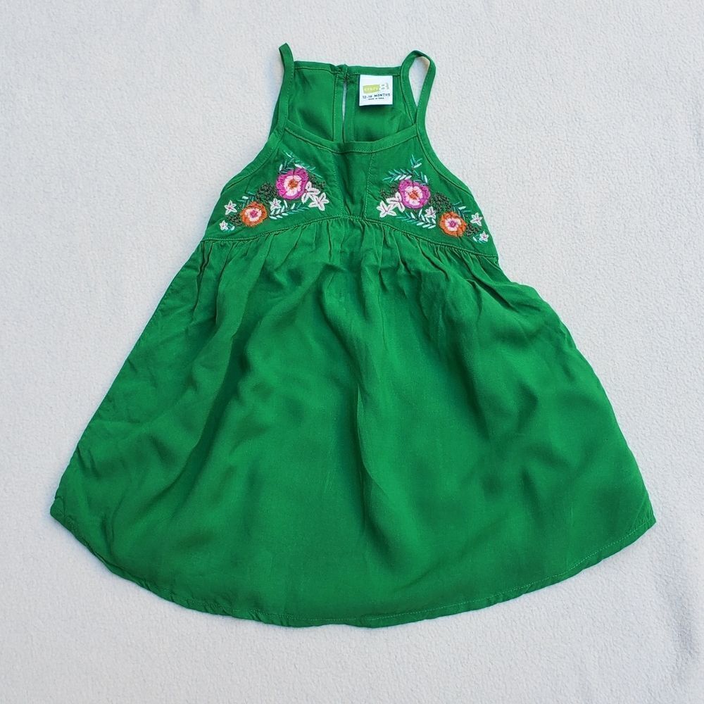 Crazy 8 green floral boho dress Size 12-18 Months